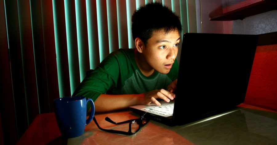 kid in front of monitor