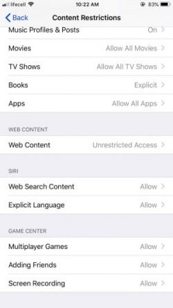 web content iphone parental controls