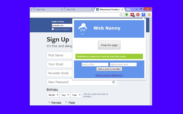 web nanny free extention