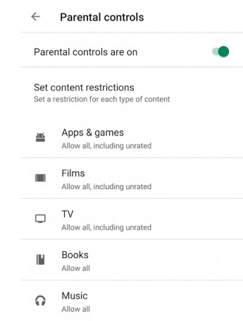 built-in Android parental control