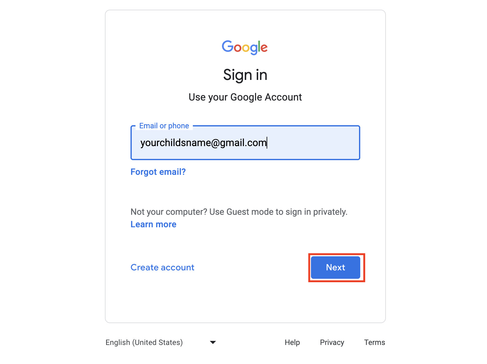 sign in with your Google account