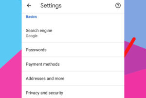 Click privacy and security in chrome