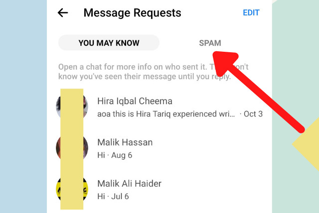 Click spam in message requests messenger