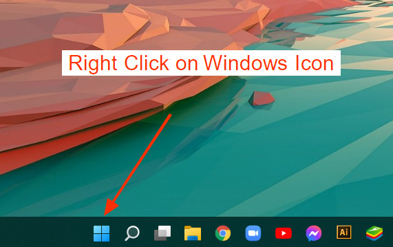 Right click on Windows icon