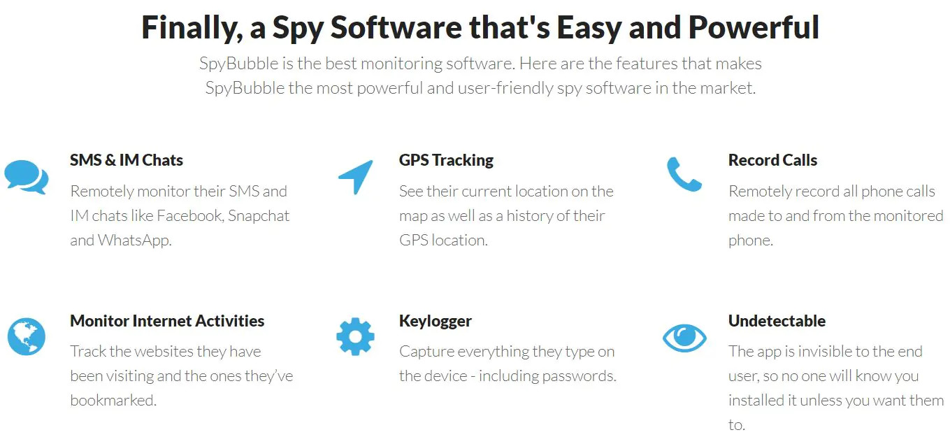 SpyBubble GPS tracker features 