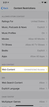 Iphone Content Restrictions screen