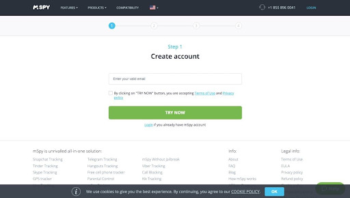 Create an account on mSpy