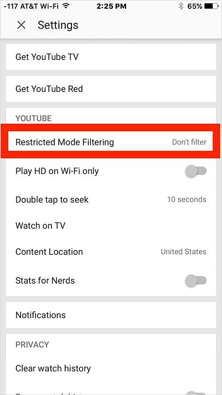 Restricted Mode Instructions for iOS